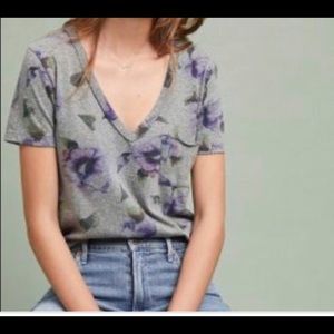 T. La V-neck floral tee shirt